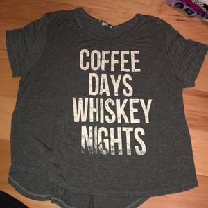 Coffee days whiskey nights grey m tee